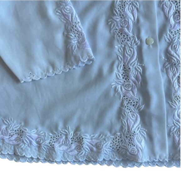 Vintage White Lace Blouse | Romantic Cottagecore Button Down Top Small Medium - Picture 5 of 7